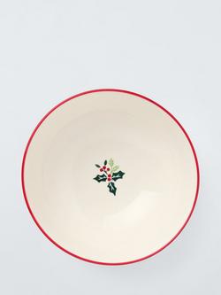 John Lewis Christmas Fine China Mixing Bowl, 4.85L, Red - view 2, Red