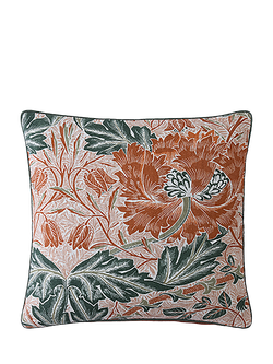 William Morris At Home Honeysuckle and Tulip Cushion, Orange