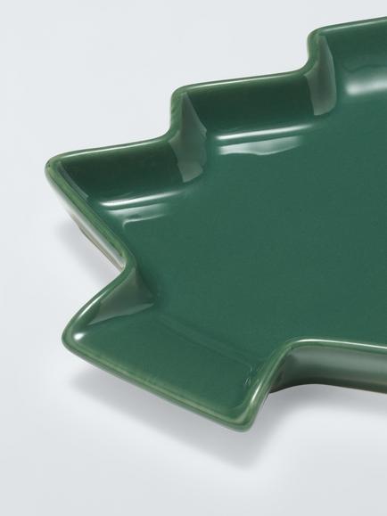 John Lewis Christmas Tree Stoneware Spoon Rest, Green - view 2, Green