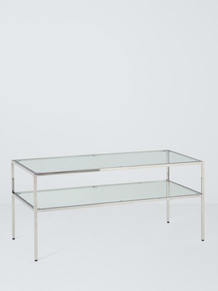 John Lewis Langham Glass Coffee Table, Chrome, Chrome