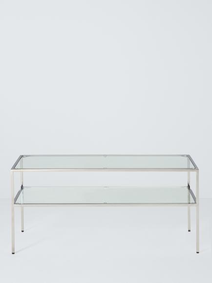 John Lewis Langham Glass Coffee Table, Chrome - view 2, Chrome