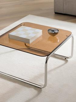 John Lewis Retro Glass Coffee Table, Amber - view 2, Amber