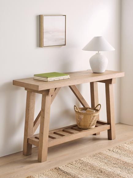 John Lewis Reclaimed Timber Console Table, Natural - view 2, Natural