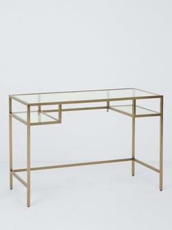 John Lewis Langham Glass Desk, Brass, Antique Brass