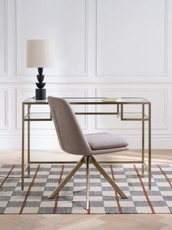 John Lewis Langham Glass Desk, Brass - view 2, Antique Brass