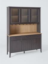 John Lewis Stanton 3 Door Glazed Dresser, Black/Natural