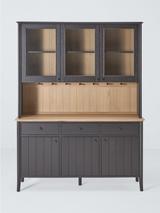 John Lewis Stanton 3 Door Glazed Dresser, Black/Natural