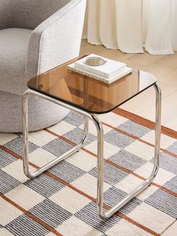 John Lewis Retro Glass Side Table, Amber - view 2, Amber