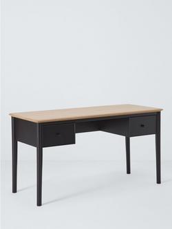 John Lewis Stanton Desk, Black/Natural, Oak/Black