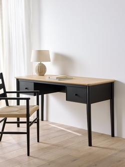 John Lewis Stanton Desk, Black/Natural - view 2, Oak/Black