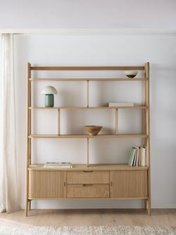 John Lewis Grayson Wide Shelving Unit - view 2, Oak