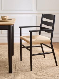 John Lewis Reed Dining Armchair, Black - view 2, Ebony