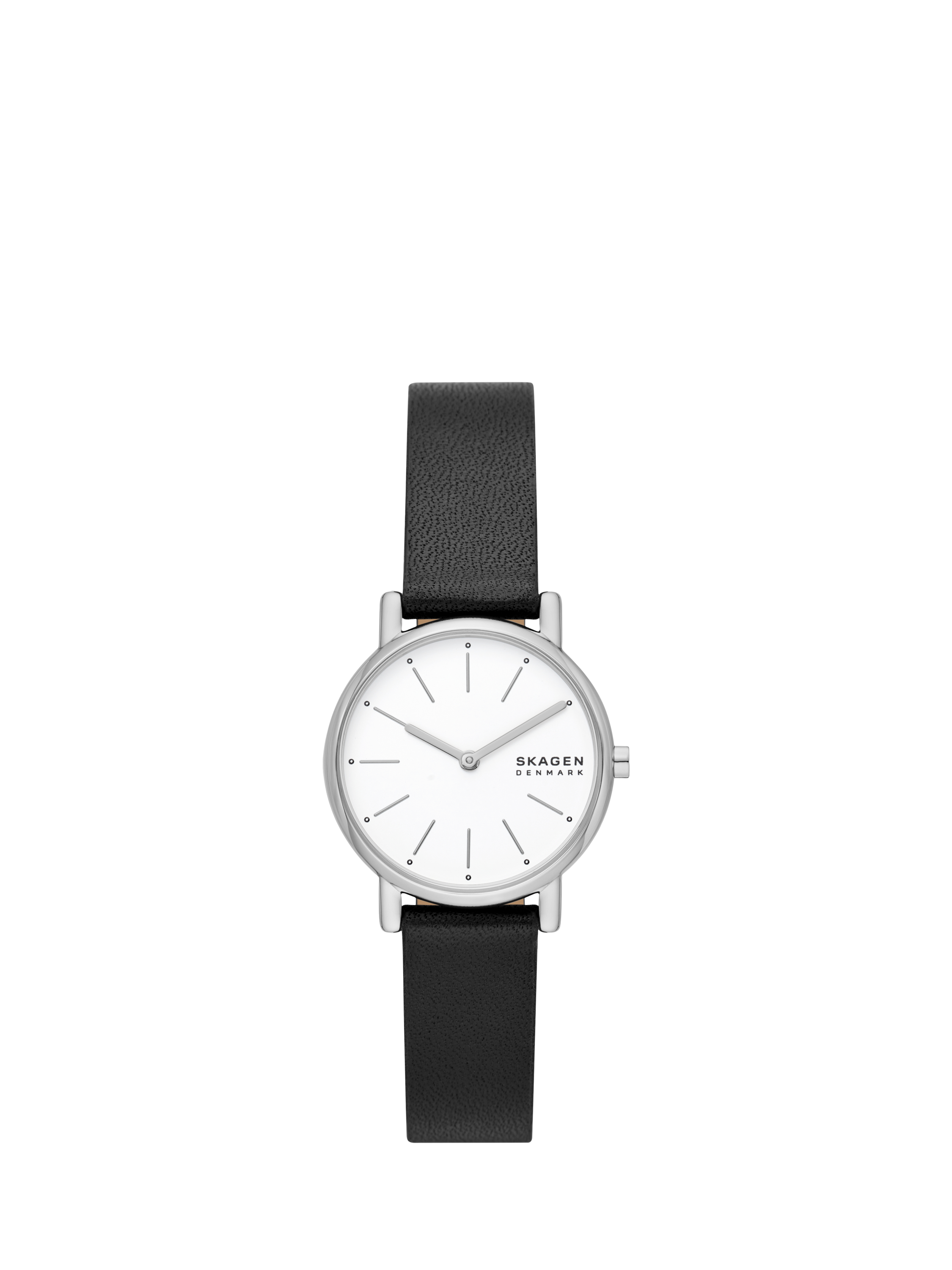 Product image 1 of 4, which shows Skagen SKW3120 Women's Signatur Lille Leather Strap Watch, Black/White