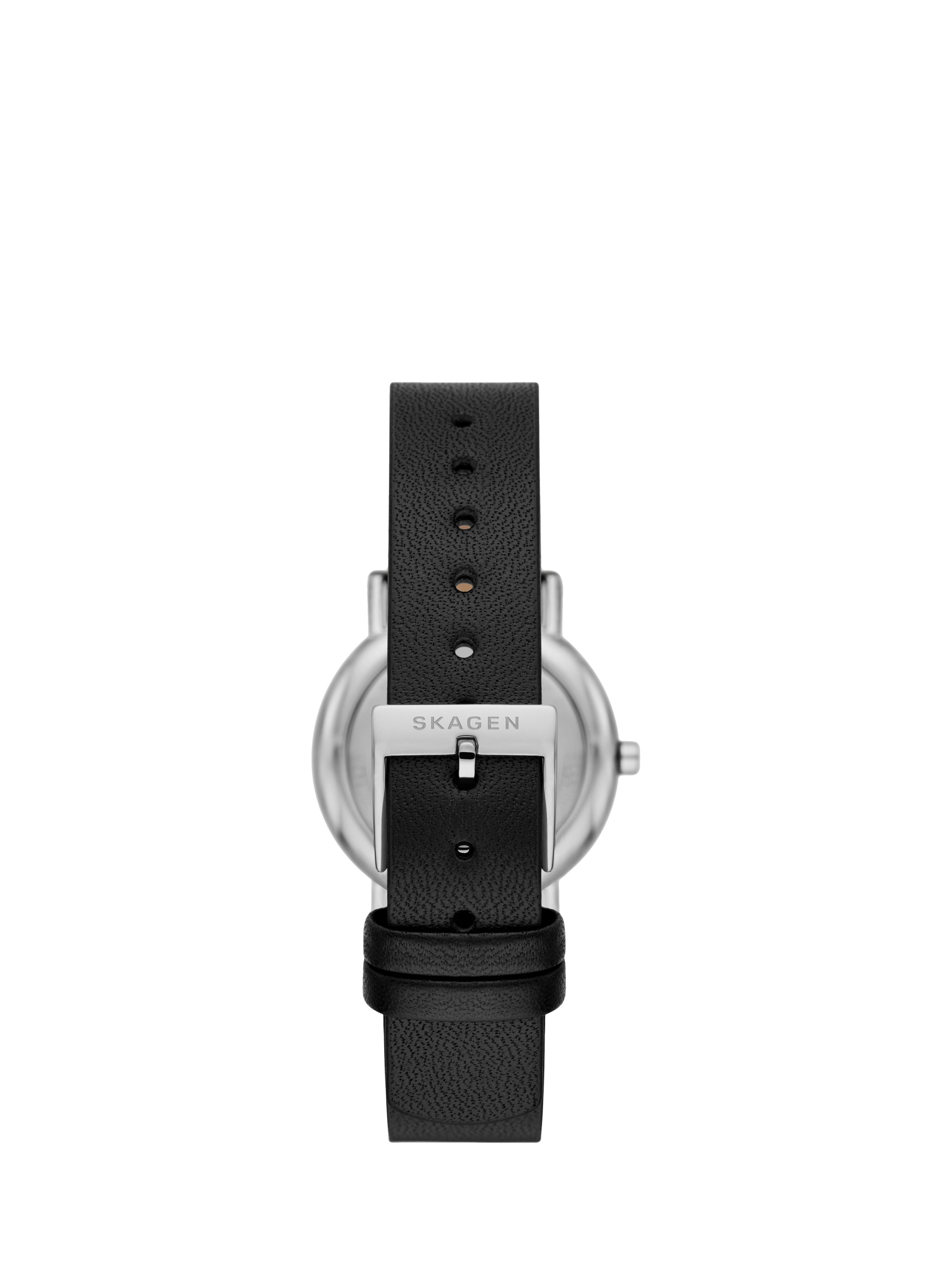 Product image 3 of 4, which shows Skagen SKW3120 Women's Signatur Lille Leather Strap Watch, Black/White