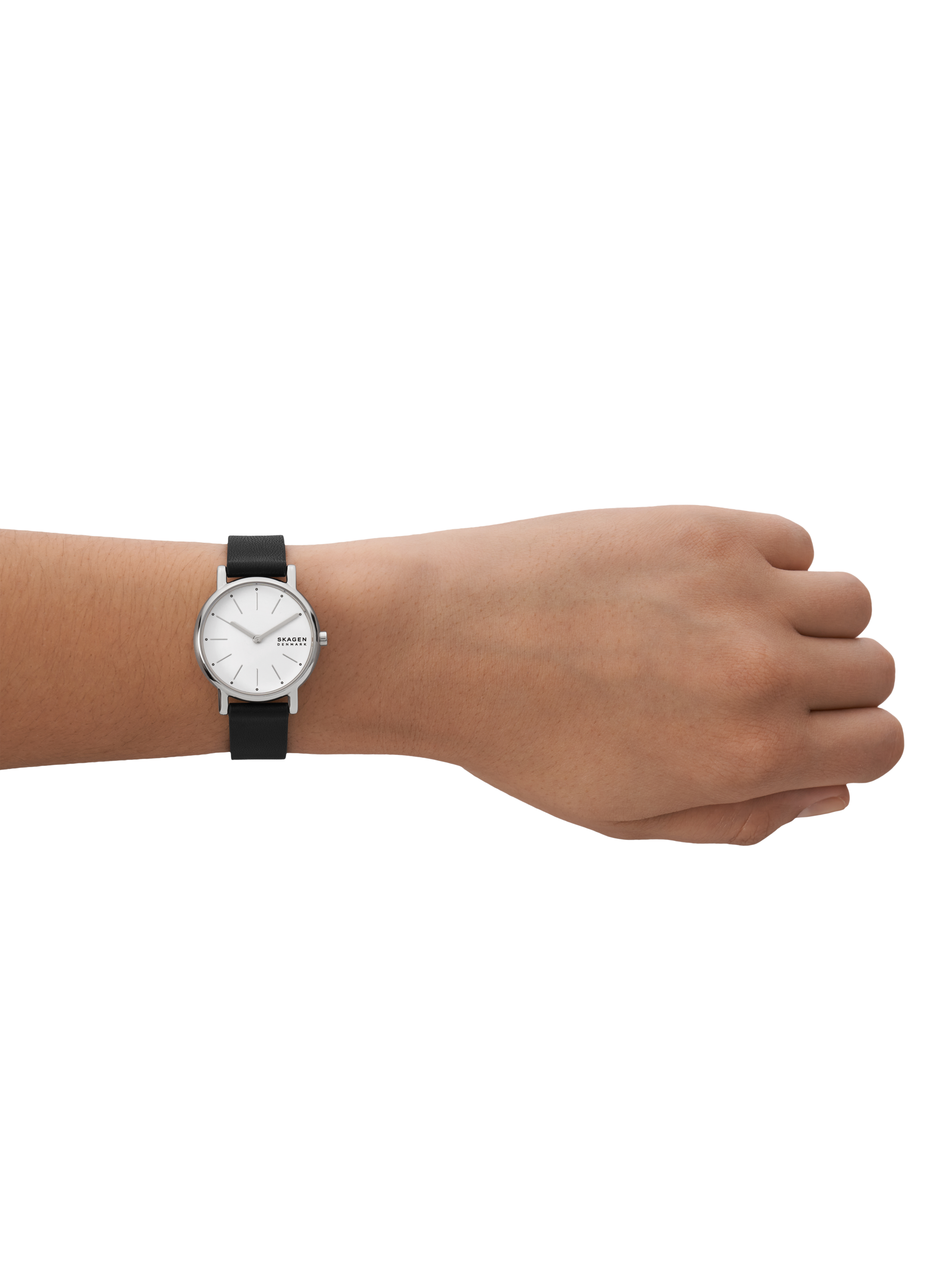 Product image 4 of 4, which shows Skagen SKW3120 Women's Signatur Lille Leather Strap Watch, Black/White