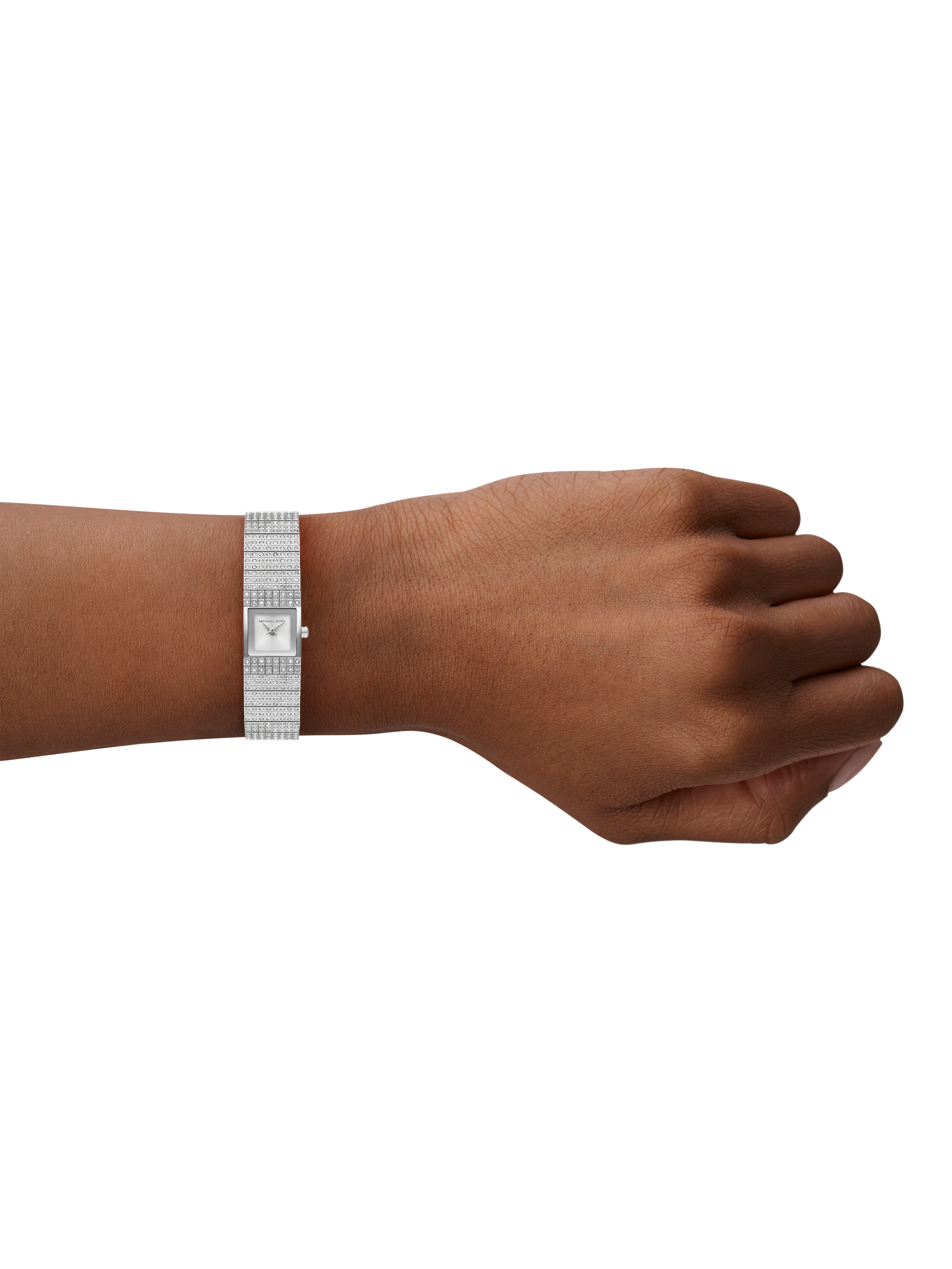 Product image 4 of 5, which shows Michael Kors MK4886 Women's Darrington Crystal Bracelet Strap Watch, Silver