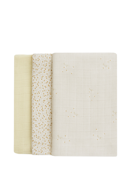 Avery Row Organic Cotton Muslin Squares, Pack of 3, 70 x 70cm, Wild Chamomile