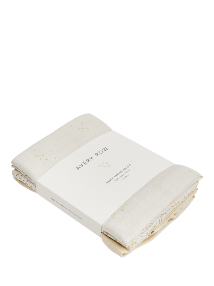 Avery Row Organic Cotton Muslin Squares, Pack of 3, 70 x 70cm - view 2, Wild Chamomile