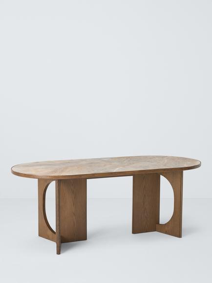 John Lewis Sculpt Dining Table, Walnut Finish Ceramic, Dark Stain