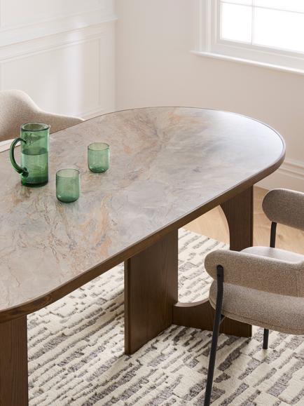 John Lewis Sculpt Dining Table, Walnut Finish Ceramic - view 2, Dark Stain