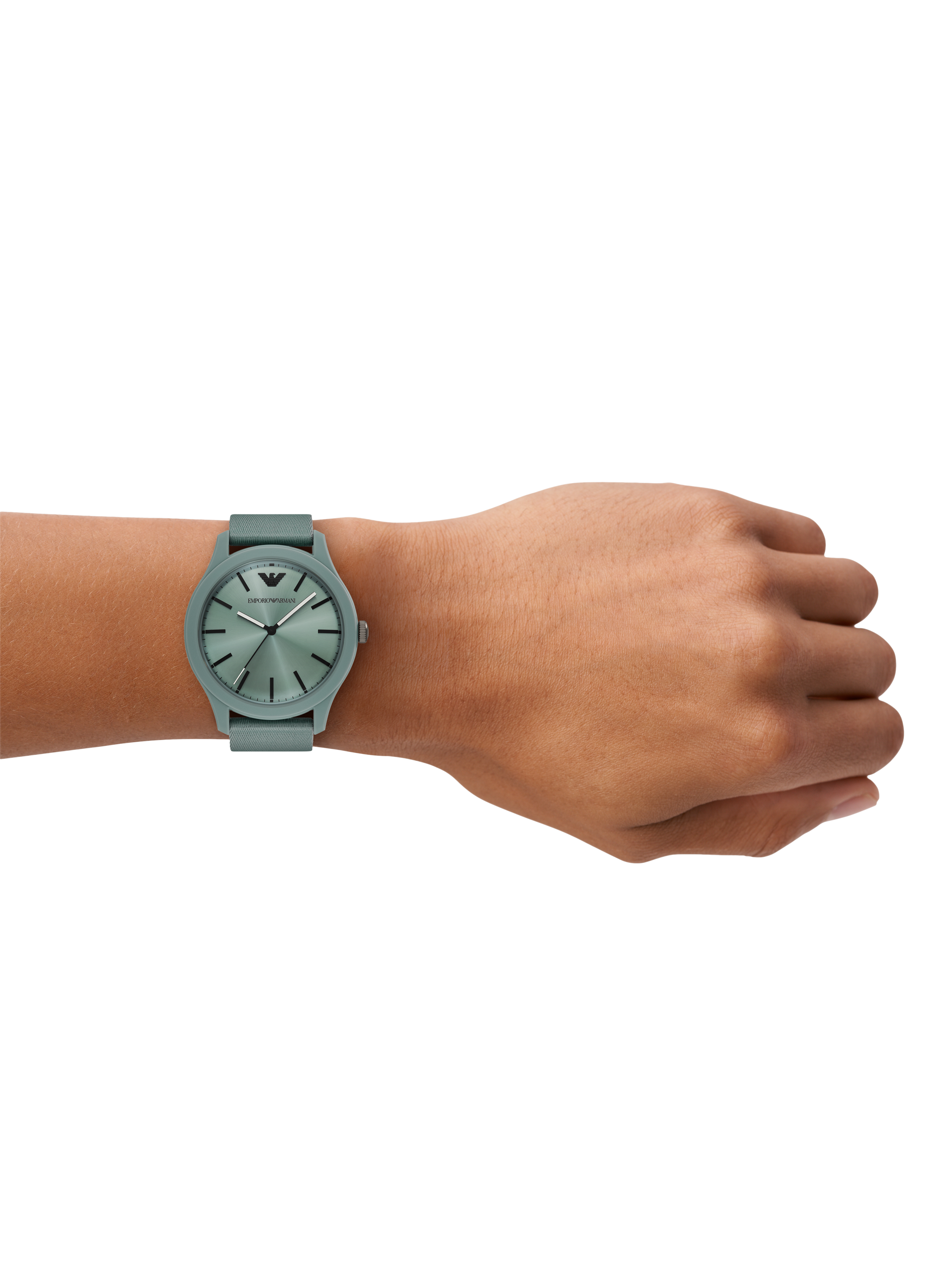 Product image 5 of 6, which shows Emporio Armani AR11654 Men's Fabric Strap Watch, Green