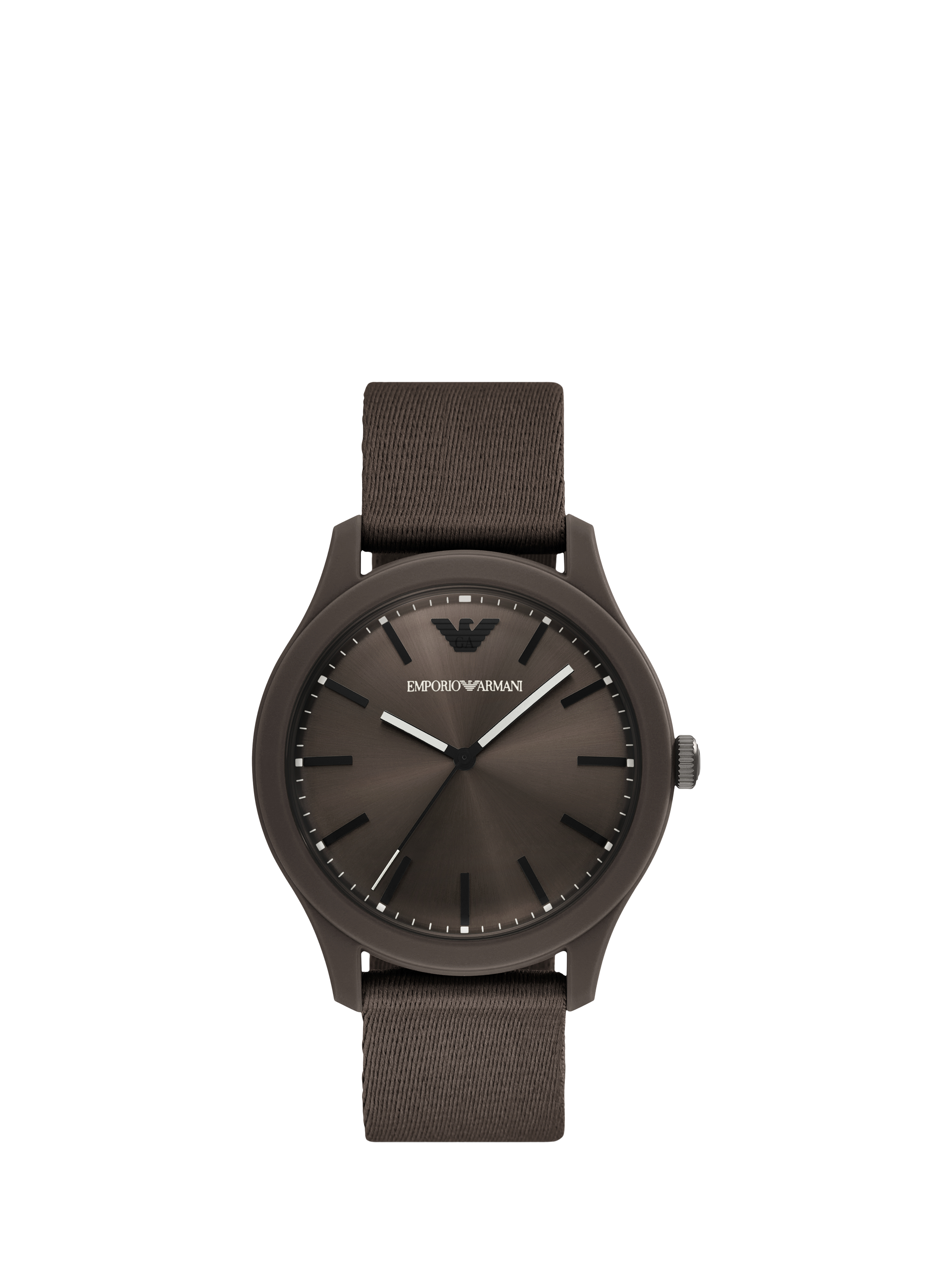 Product image 1 of 6, which shows Emporio Armani AR11655 Men's Fabric Strap Watch, Brown