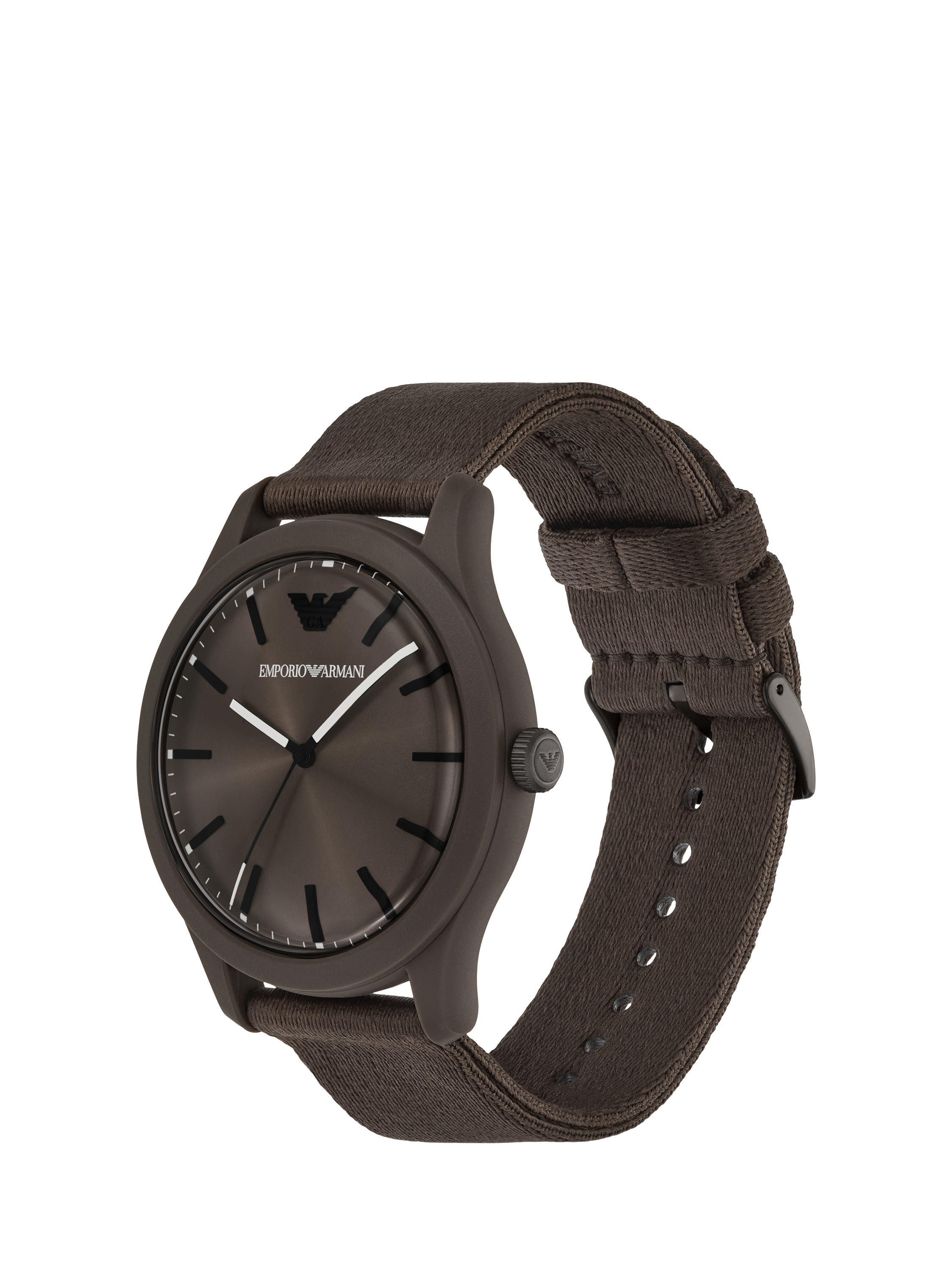 Product image 2 of 6, which shows Emporio Armani AR11655 Men's Fabric Strap Watch, Brown