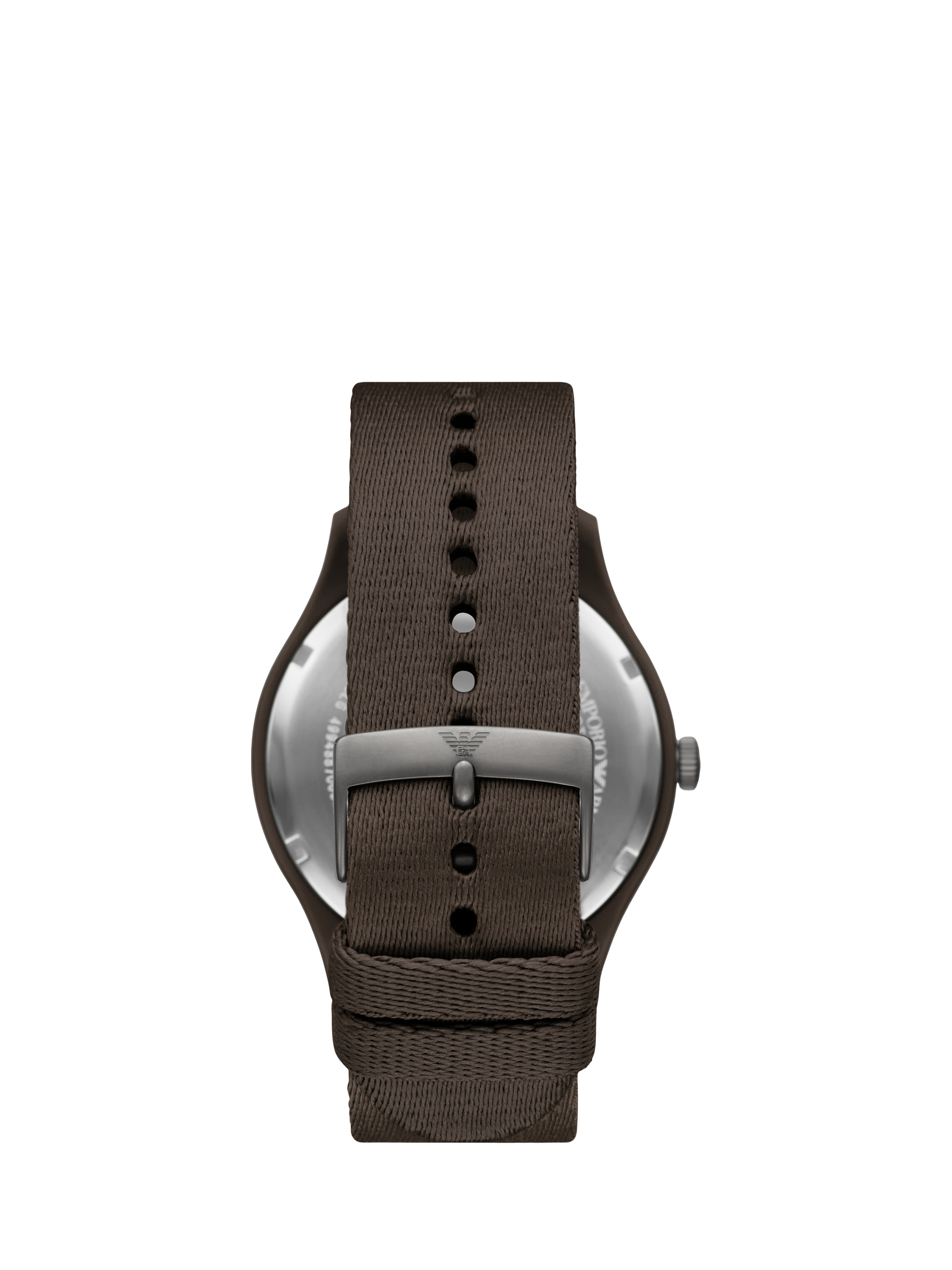 Product image 4 of 6, which shows Emporio Armani AR11655 Men's Fabric Strap Watch, Brown