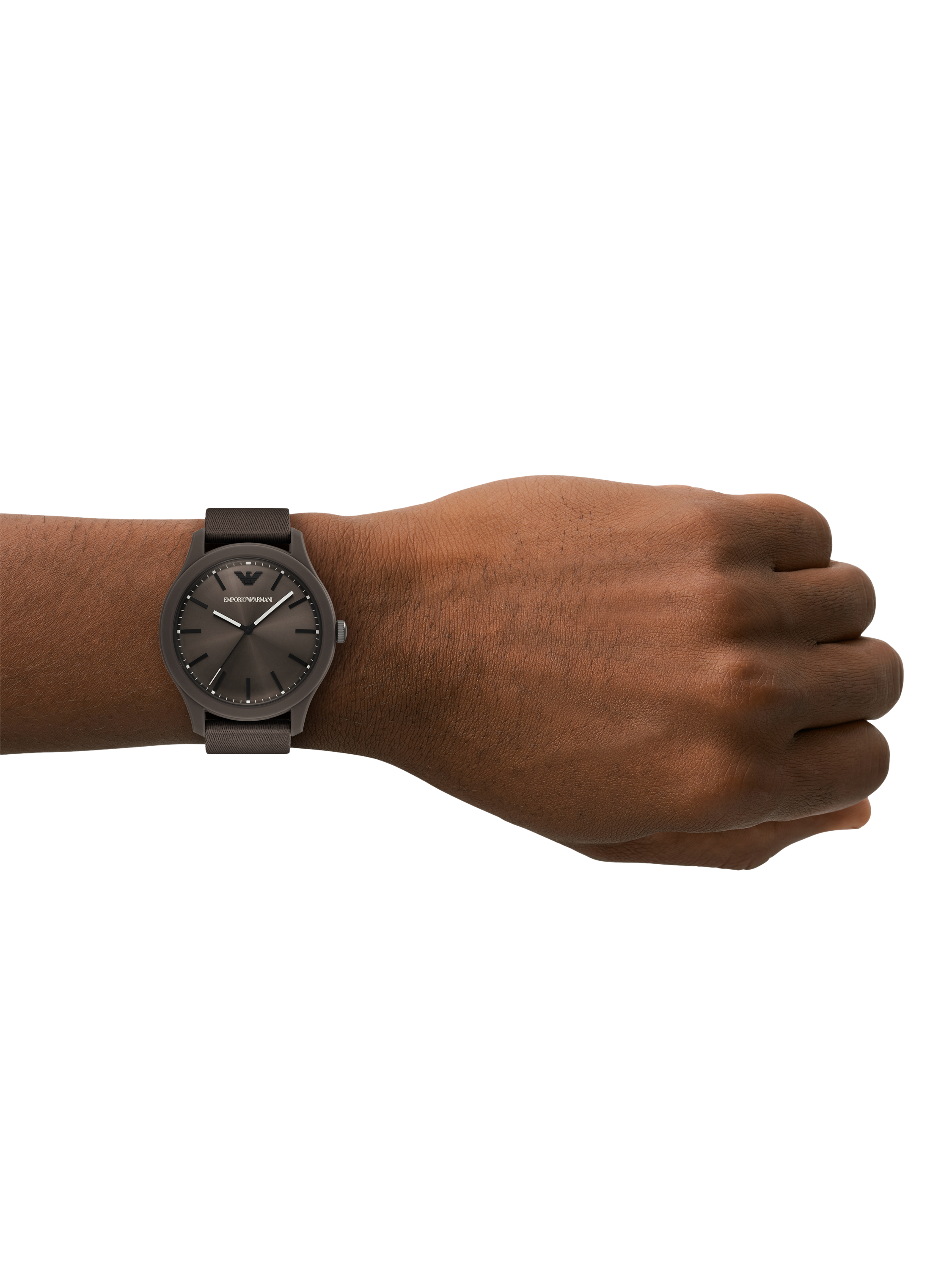 Product image 5 of 6, which shows Emporio Armani AR11655 Men's Fabric Strap Watch, Brown