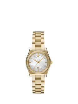 Emporio Armani AR11657 Women's Mother of Pearl Date Bracelet Strap Watch, Gold, Gold