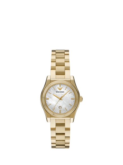 Emporio Armani AR11657 Women's Mother of Pearl Date Bracelet Strap Watch, Gold, Gold