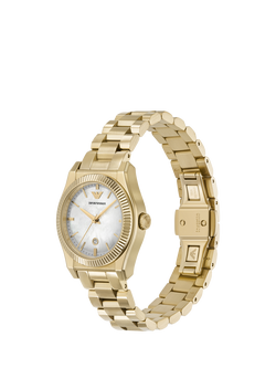 Emporio Armani AR11657 Women's Mother of Pearl Date Bracelet Strap Watch, Gold - view 2, Gold