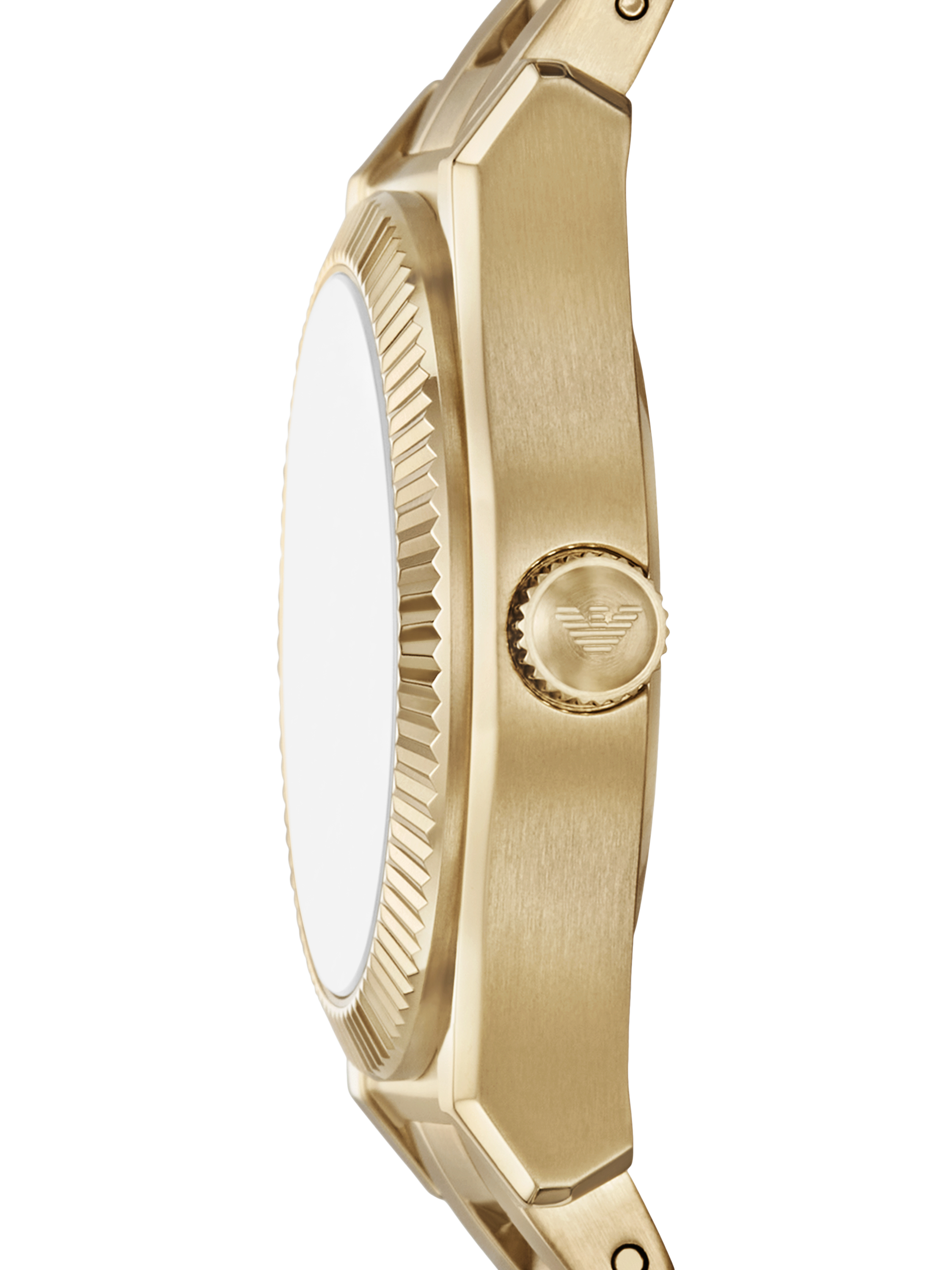 Product image 3 of 4, which shows Emporio Armani AR11657 Women's Mother of Pearl Date Bracelet Strap Watch, Gold