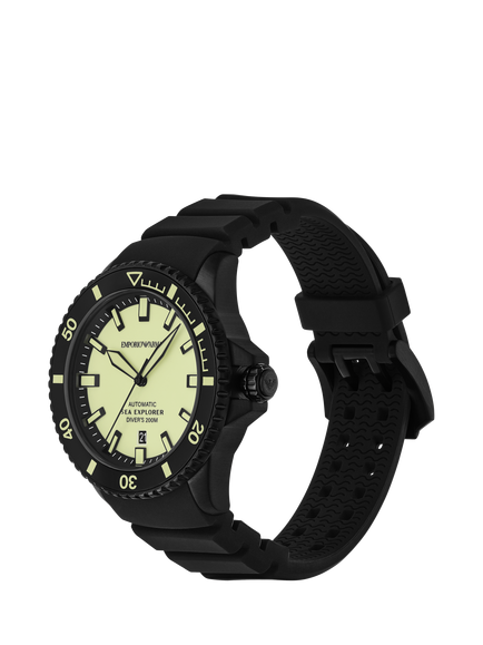 Emporio Armani AR60085 Men's Sea Explorer Automatic Silicone Strap Watch - view 2, Black