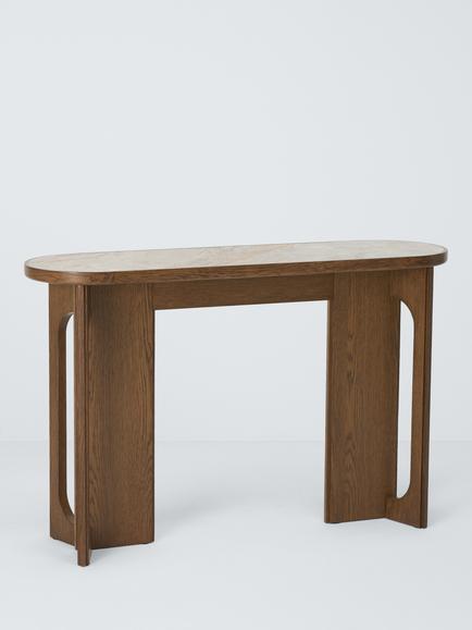 John Lewis Sculpt Console Table, Walnut Finish Ceramic, Dark Stain