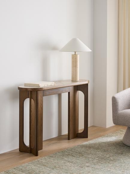 John Lewis Sculpt Console Table, Walnut Finish Ceramic - view 2, Dark Stain