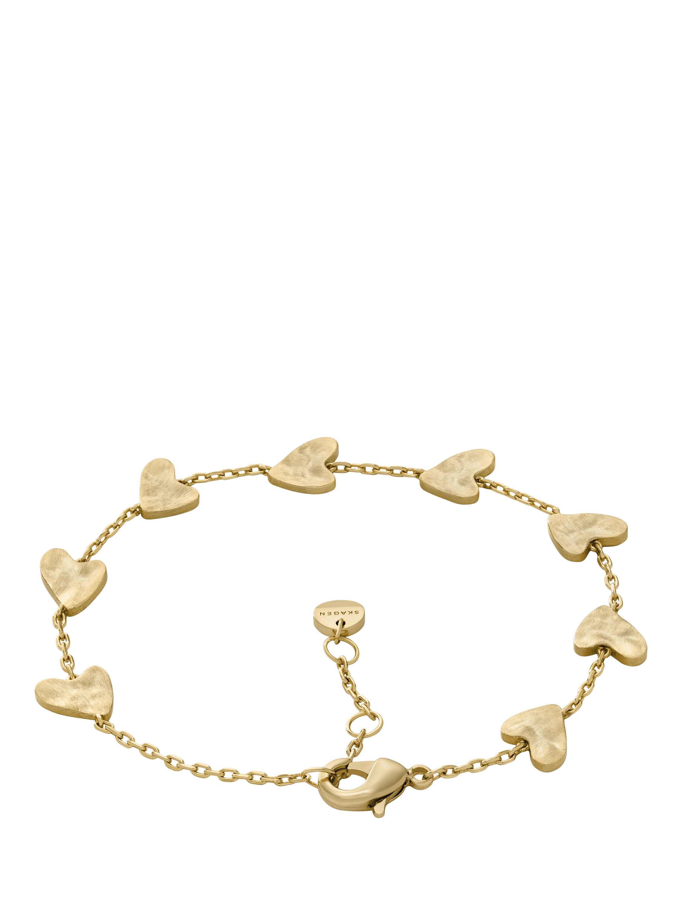 Product image 2 of 6, which shows Skagen Anja Hearts Brass Chain Bracelet, Gold