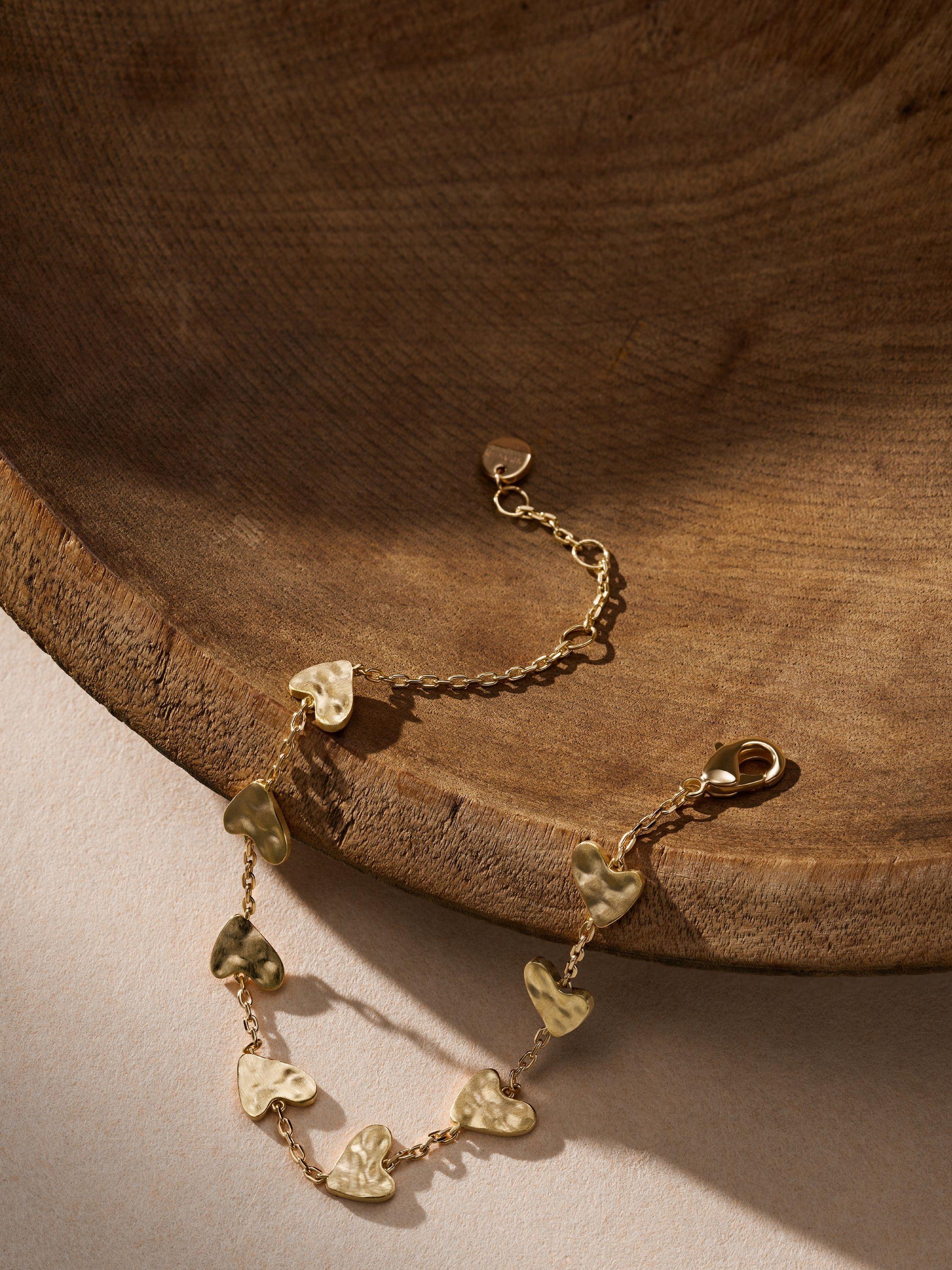 Product image 3 of 6, which shows Skagen Anja Hearts Brass Chain Bracelet, Gold