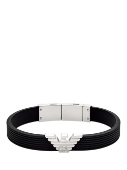 Emporio Armani Men's Silicone ID Bracelet, Black, Black