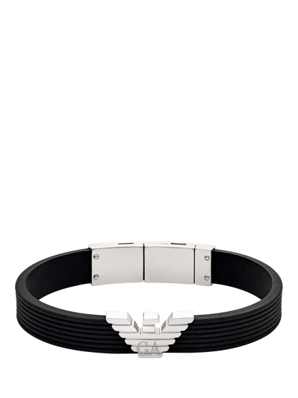 Emporio Armani Men's Silicone ID Bracelet, Black, Black