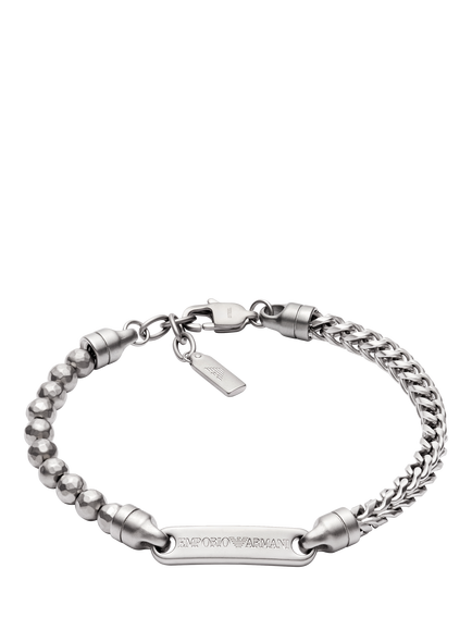 Emporio Armani Stainless Steel ID Bracelet, Silver, Silver