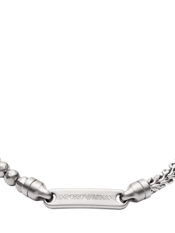Emporio Armani Stainless Steel ID Bracelet, Silver - view 2, Silver