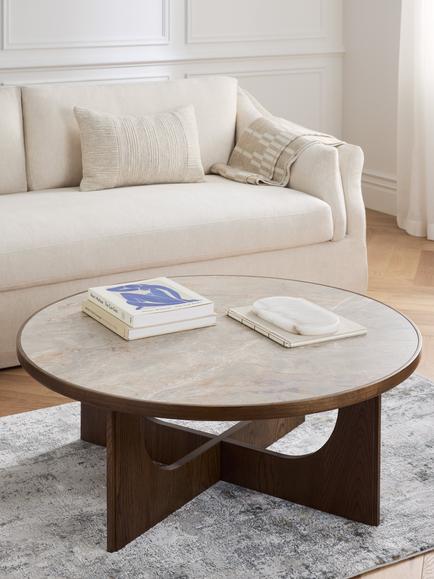 John Lewis Sculpt Coffee Table, Walnut Finish Ceramic - view 2, Dark Stain