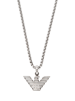 Emporio Armani Men's Logo Pendant Necklace, Silver, Silver