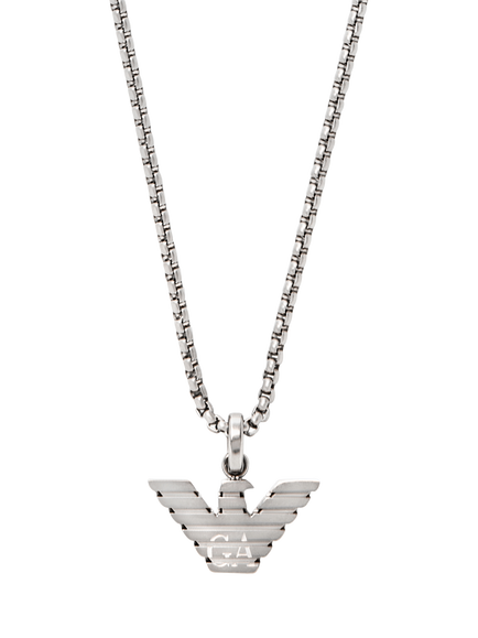 Emporio Armani Men's Logo Pendant Necklace, Silver, Silver