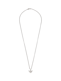 Emporio Armani Men's Logo Pendant Necklace, Silver - view 2, Silver