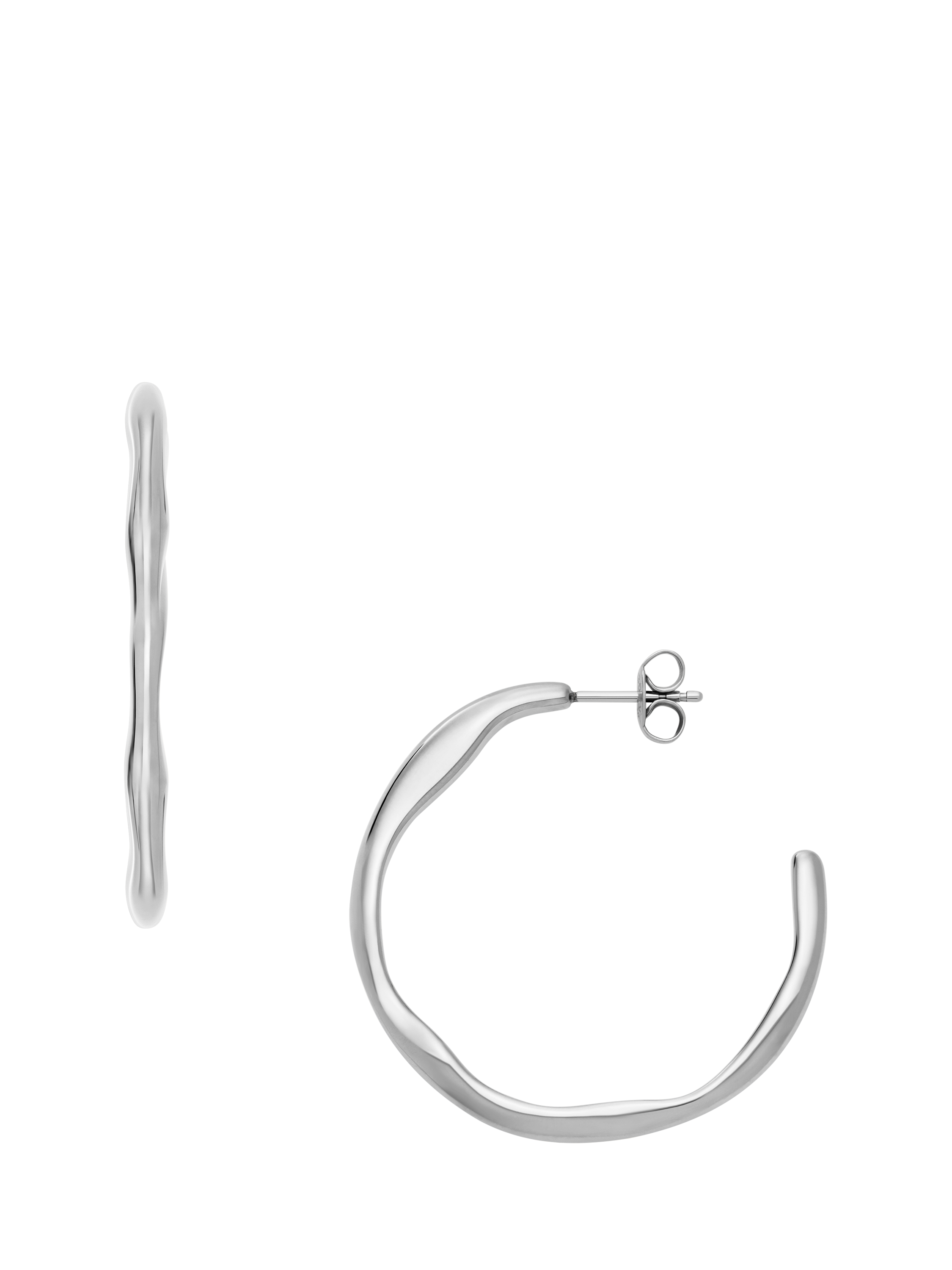 Product image 1 of 2, which shows Skagen Stainless Steel Hoop Earrings, Silver