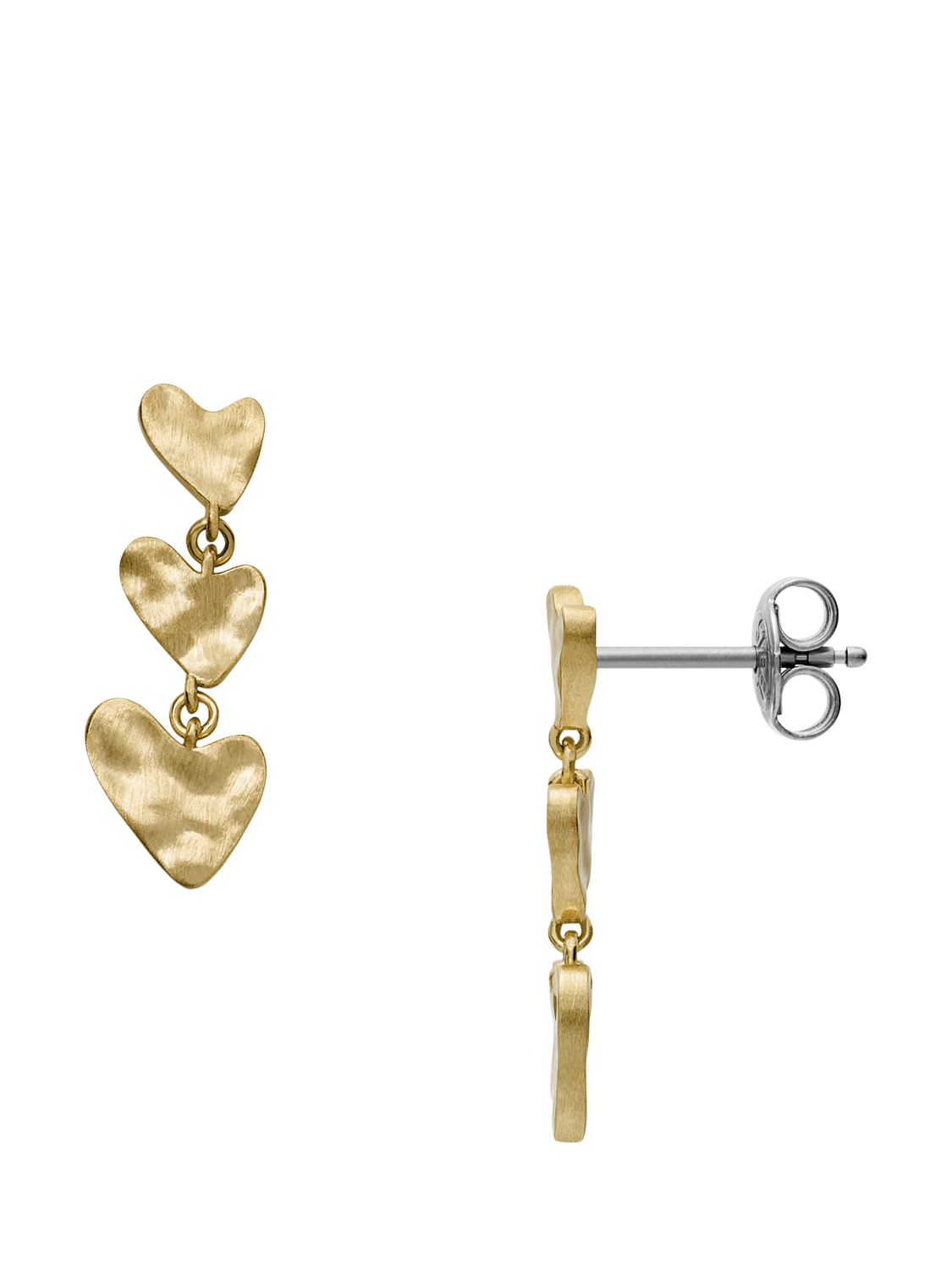 Product image 1 of 5, which shows Skagen Anja Hearts Drop Earrings, Gold