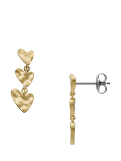 Skagen Anja Hearts Drop Earrings, Gold, Gold