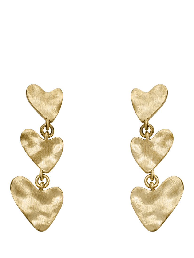 Product image 2 of 5, which shows Skagen Anja Hearts Drop Earrings, Gold